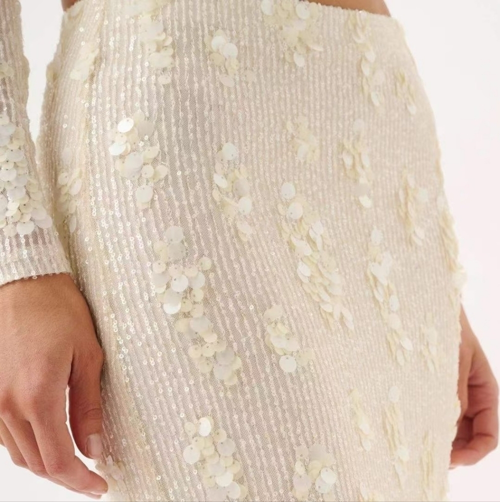 Roame Yves Skirt Ivory Sequin - Picture 5 of 9